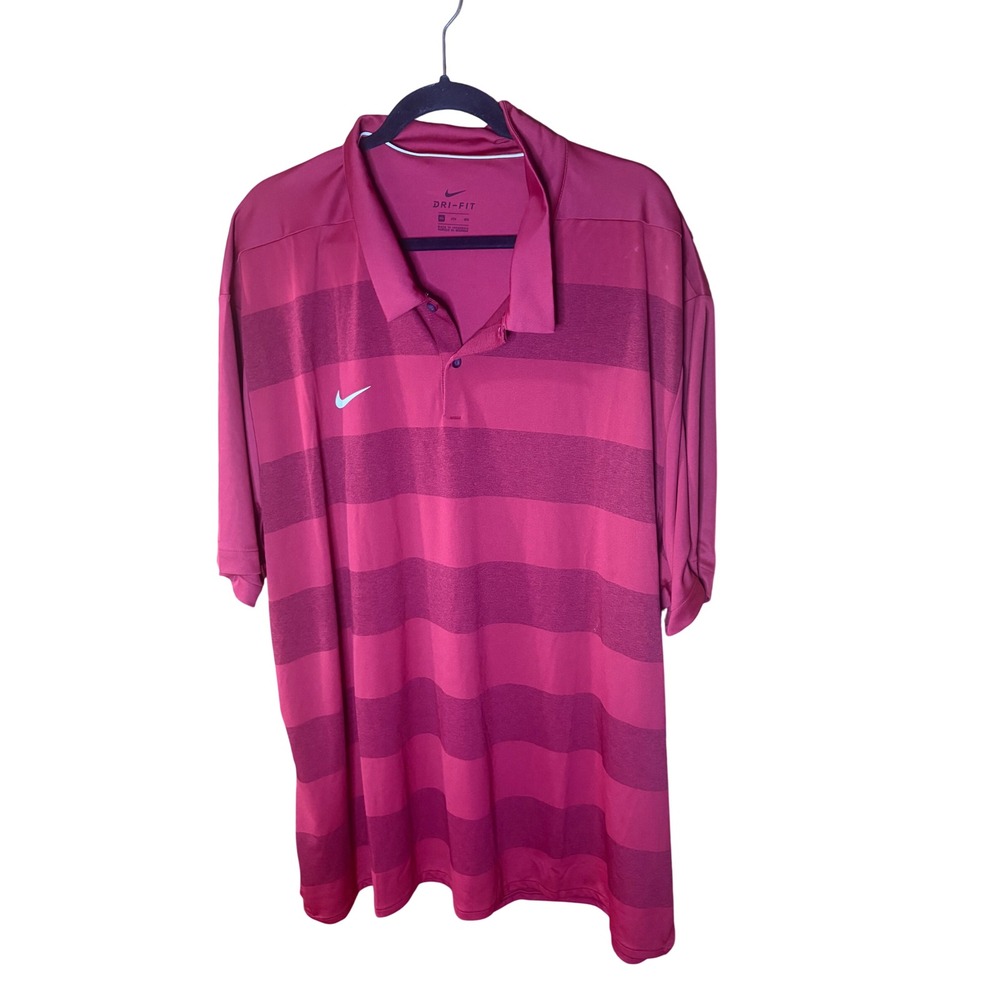 Nike Mens Dri-FIT Striped Golf Polo Shirt Red 4XL